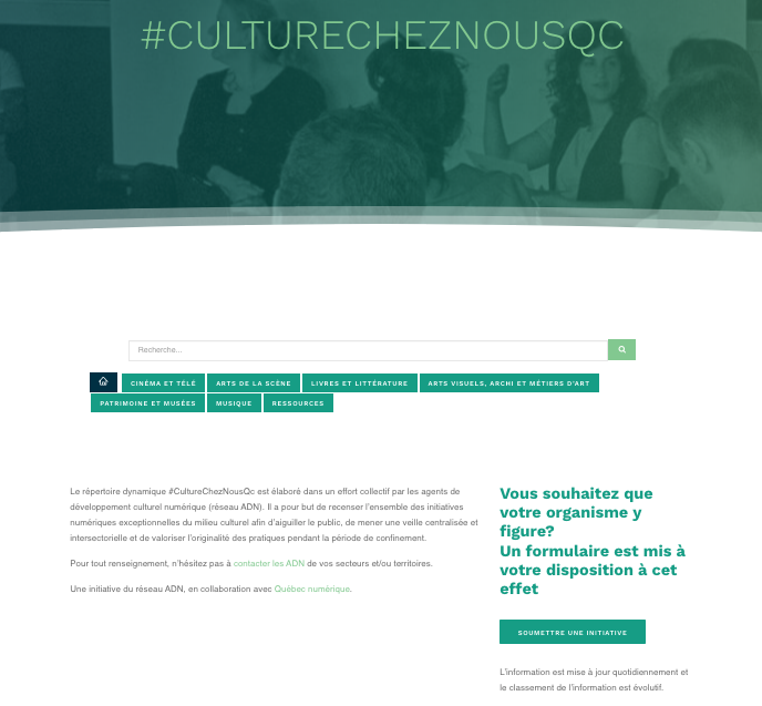 Capture d'écran de la page CultureChezNousQc