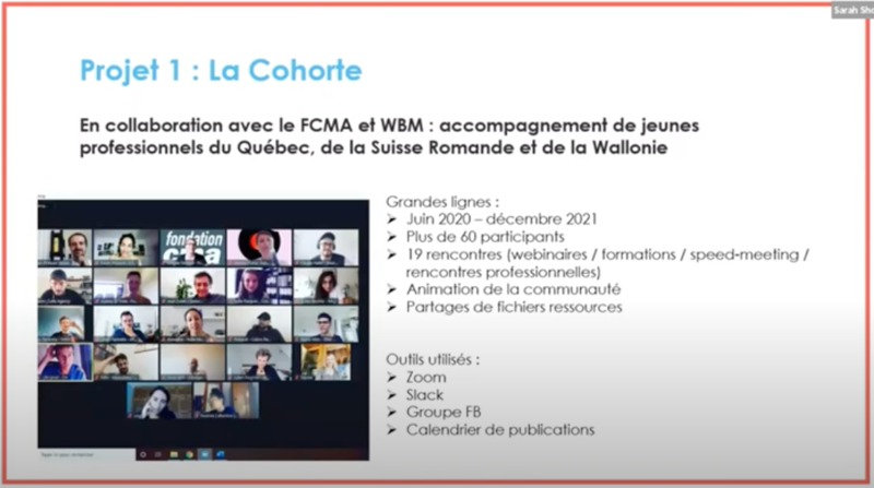Capture d'écran présentant le projet La Cohorte