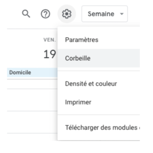 Capture d’écran Google Agenda