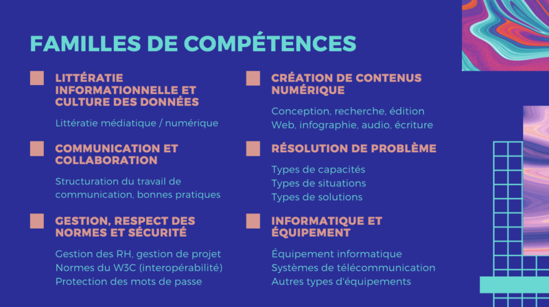 Familles de compétences numériques