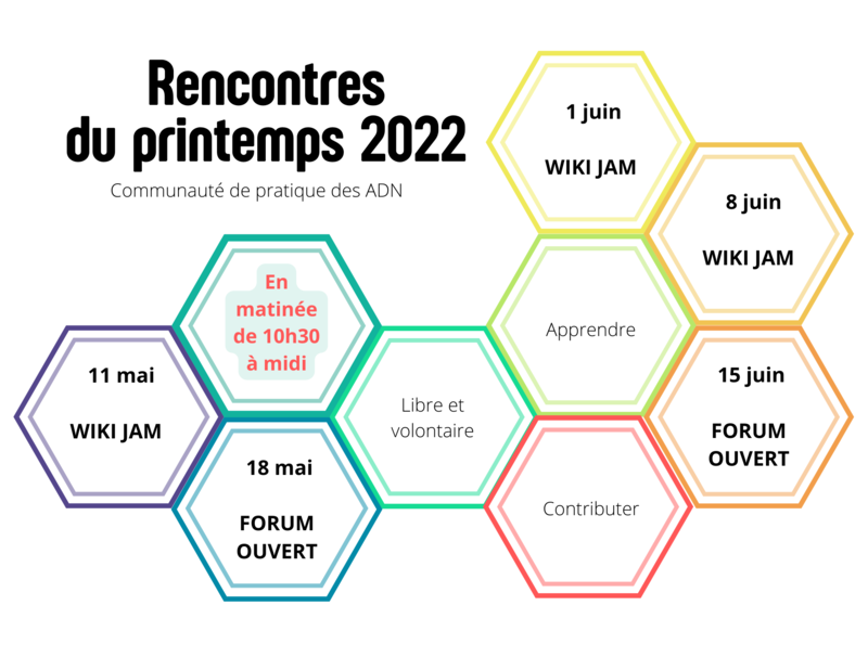 Image présentant l'horaire des Rencontres du printemps 2022