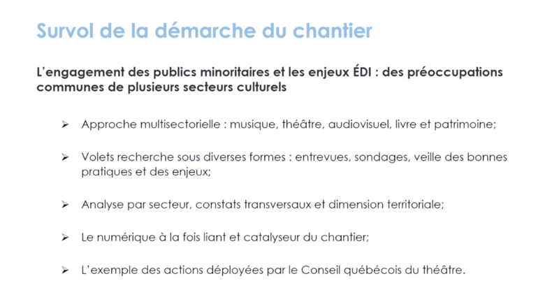 Survol du chantier Engagement des publics minoritaires